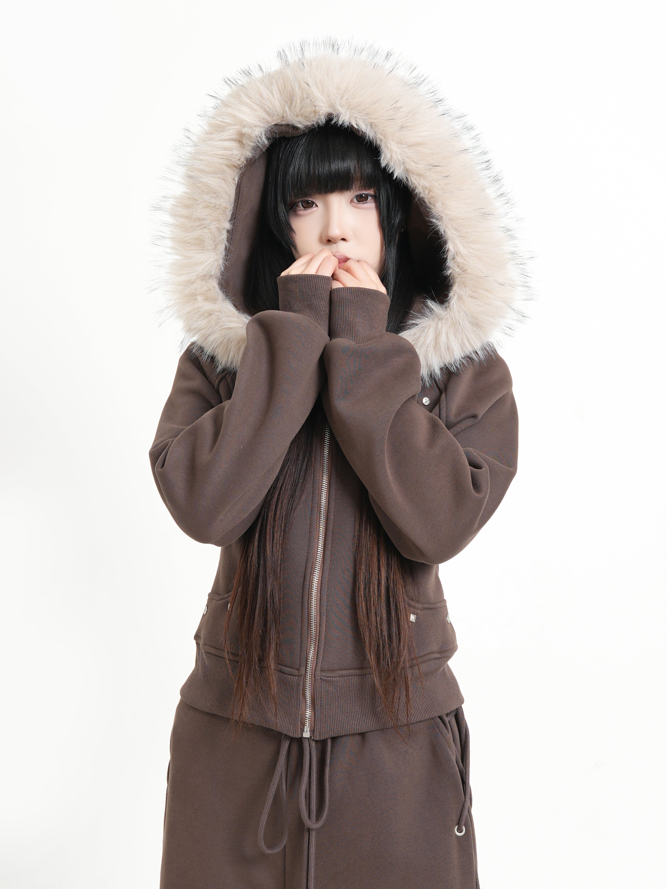 KAKISS裏起毛仕様 クロップドファーパーカー