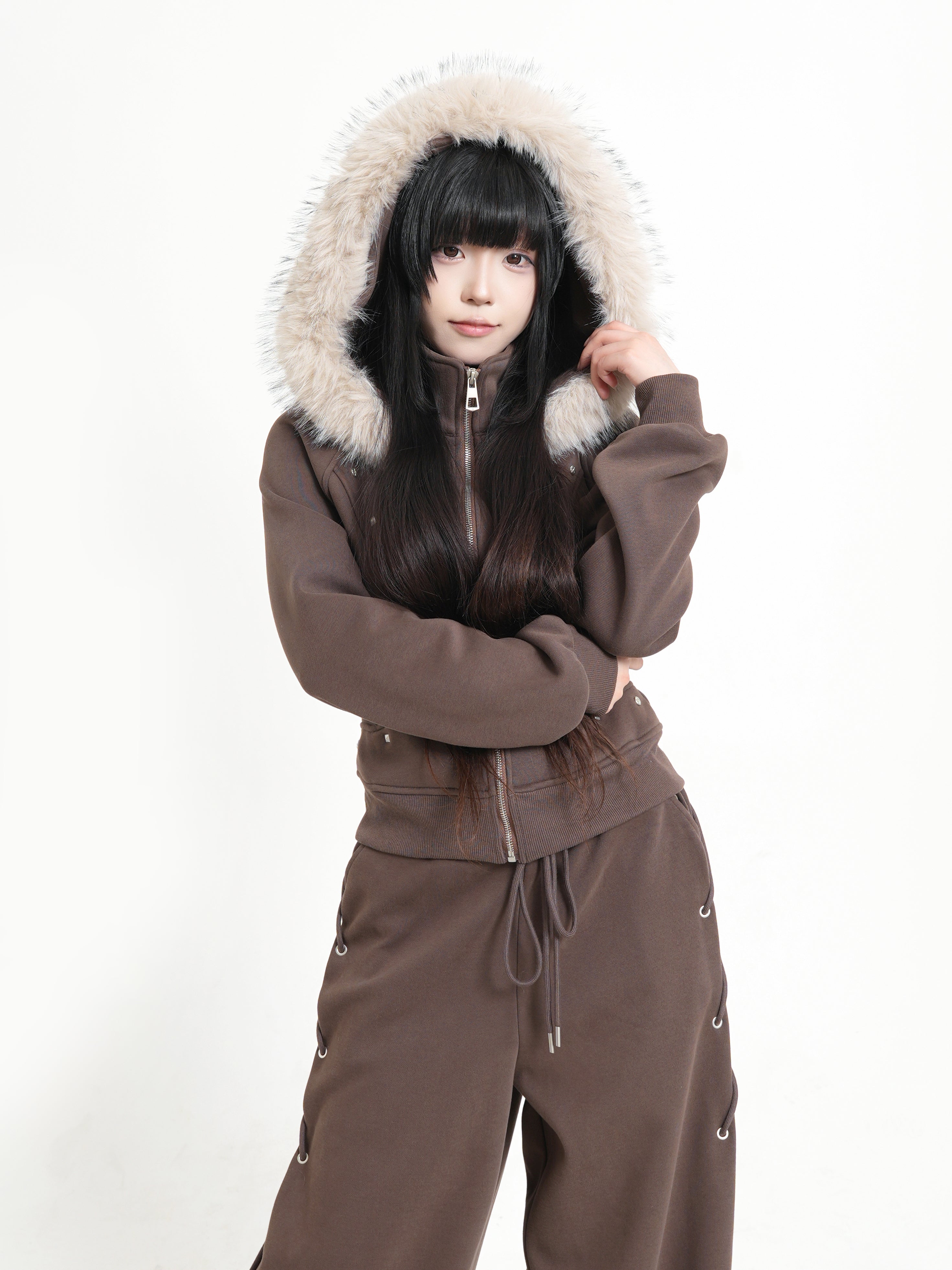 KAKISS裏起毛仕様 クロップドファーパーカー