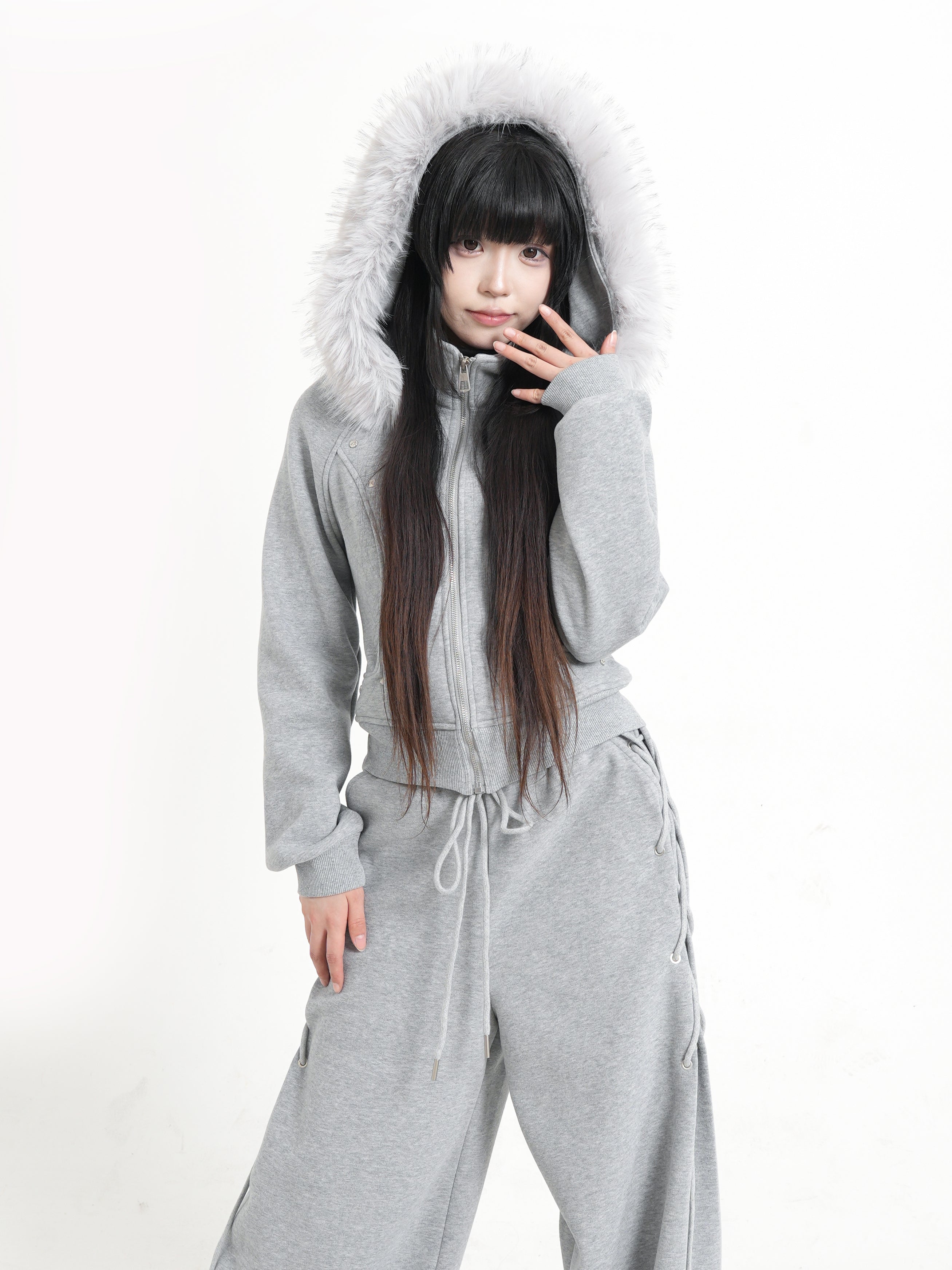 KAKISS裏起毛仕様 クロップドファーパーカー