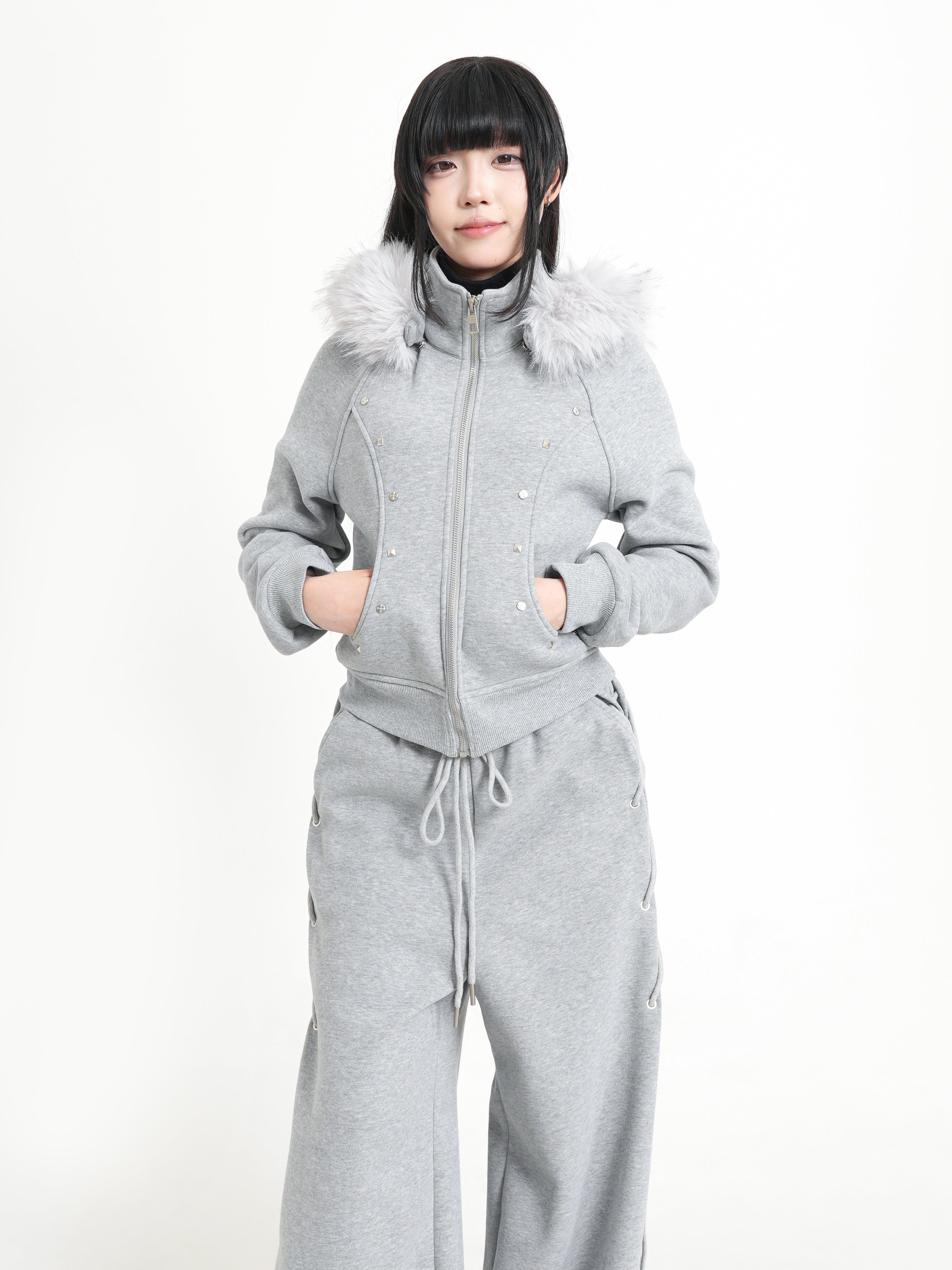 KAKISS裏起毛仕様 クロップドファーパーカー