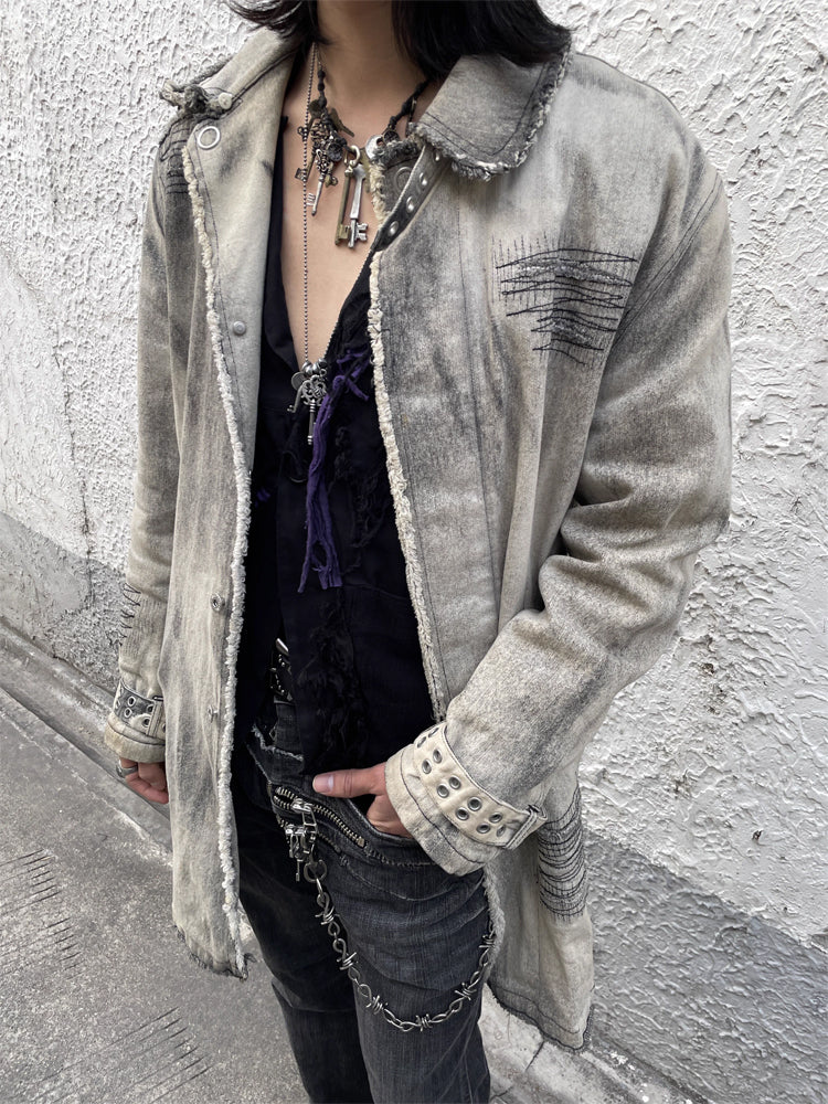 Grey beaded multi-layered choker