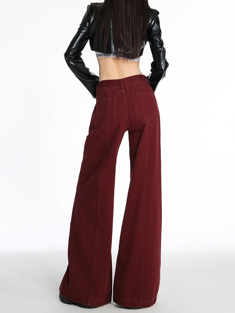 Drawstring wide leg jeans