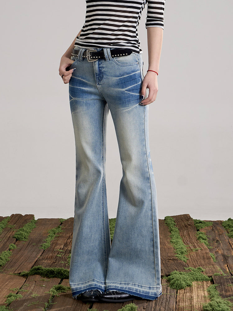 ヴィンテージウォッシュ フレアデニムパンツ