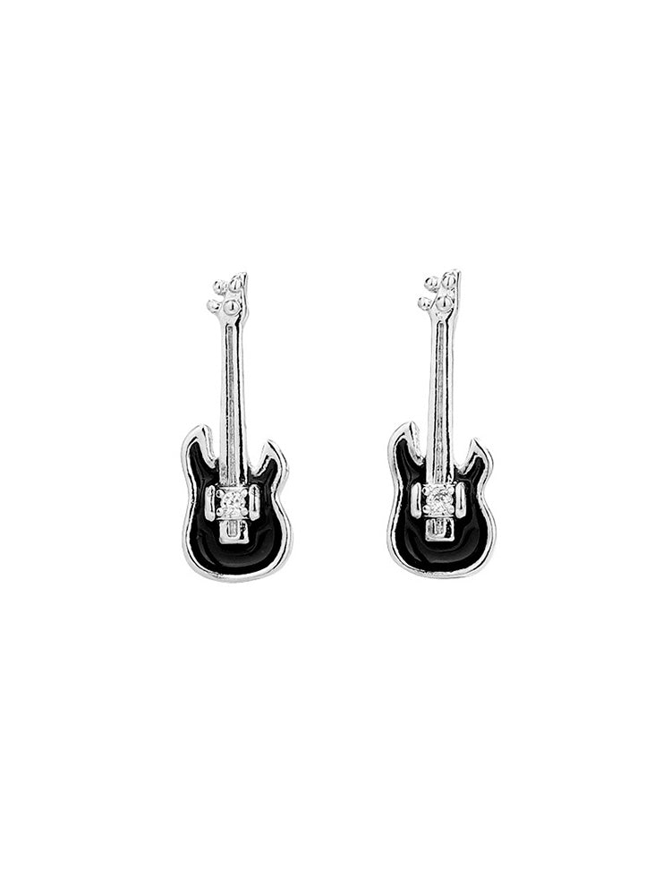 Guitar and musical note motif earrings