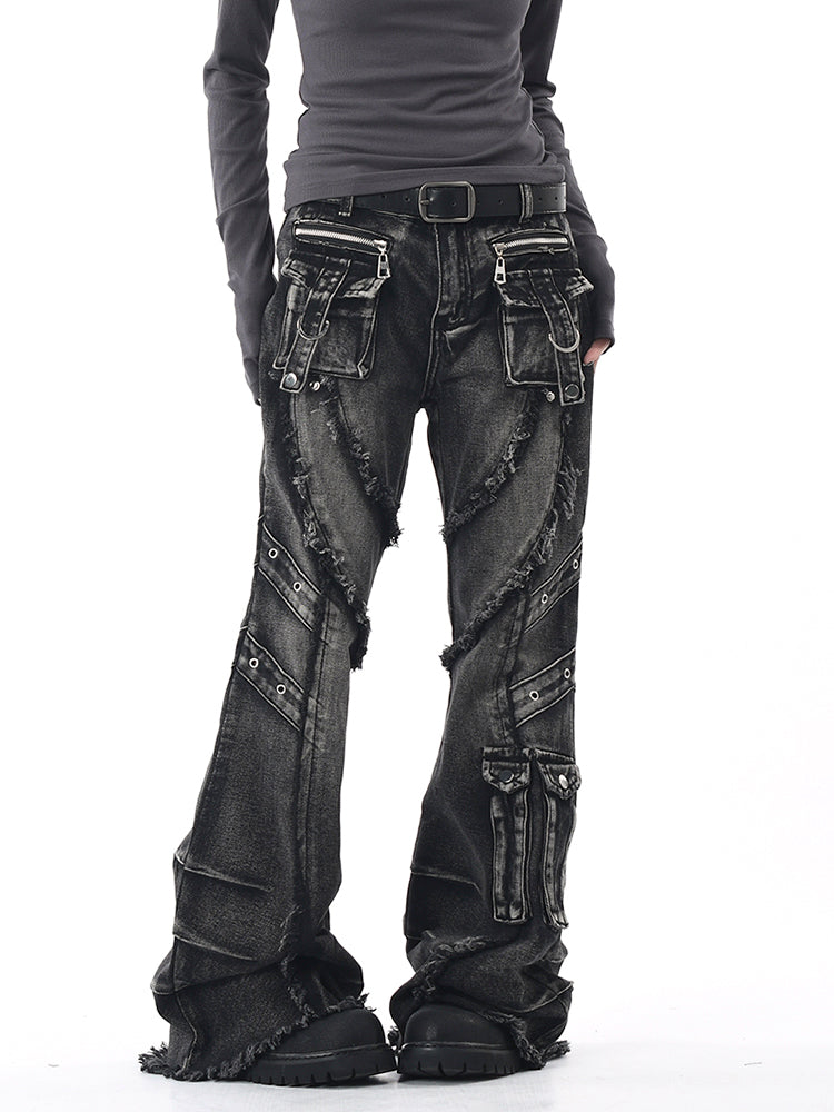 フリンジラインブーツカットデニム