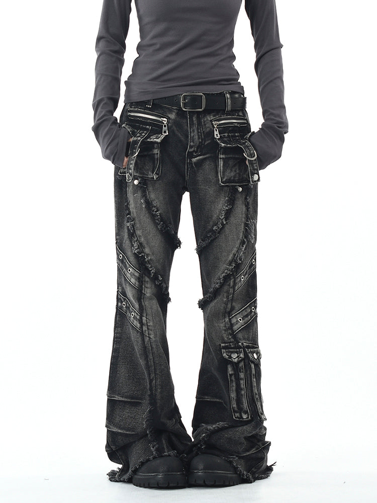 フリンジラインブーツカットデニム