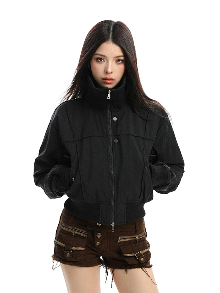 レトロスタンドカラーショートジャケット