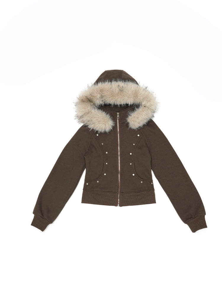 KAKISS裏起毛仕様 クロップドファーパーカー