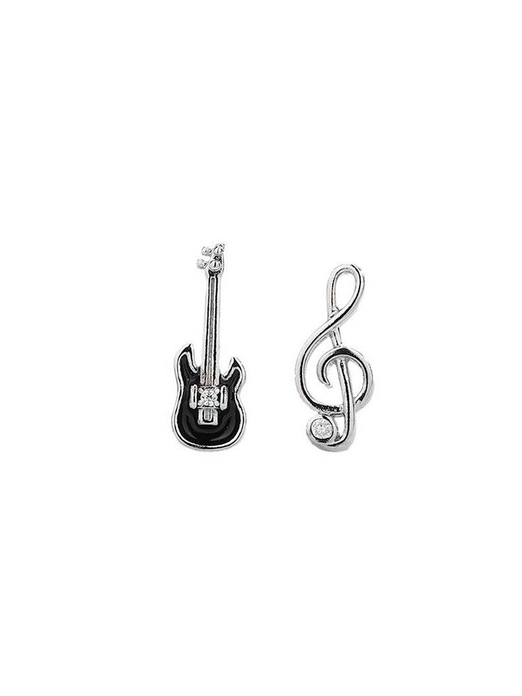 Guitar and musical note motif earrings