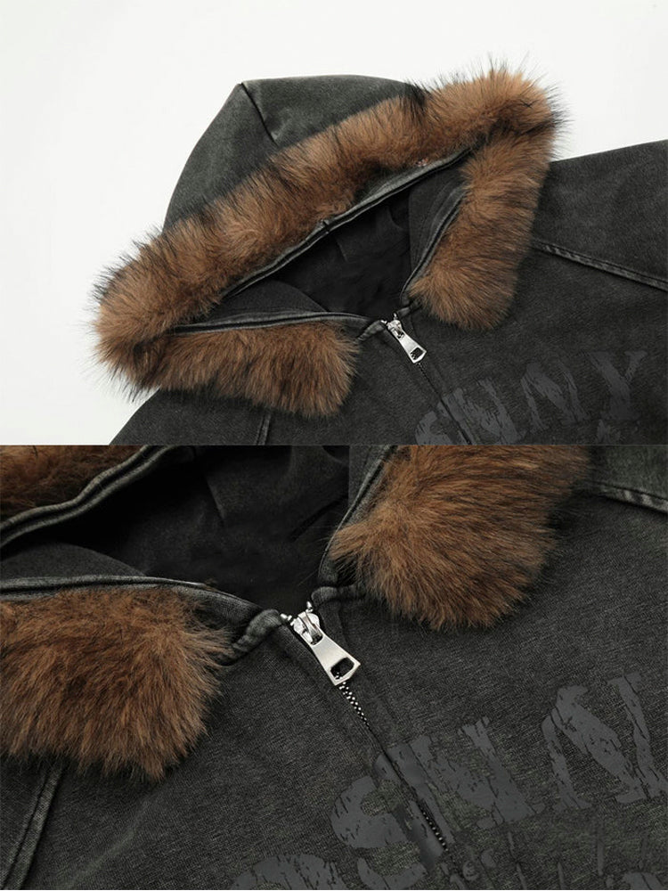 ファー付きフードジャケット（ファー取り外し可能）