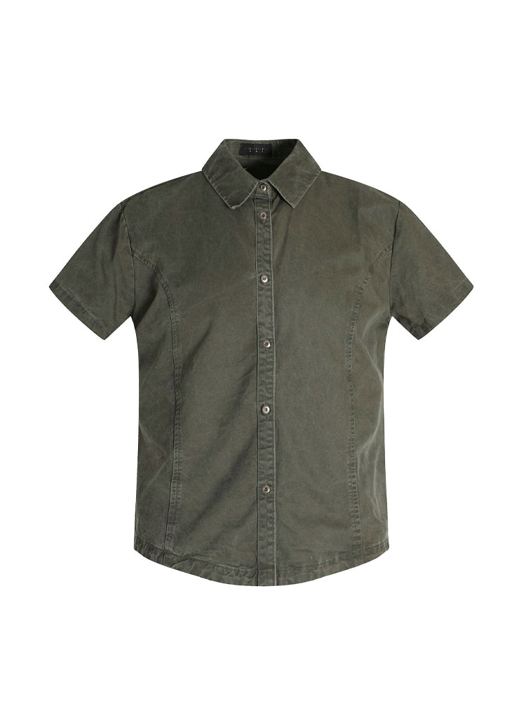 ヴィンテージ ボックスシルエット 半袖ワークシャツ