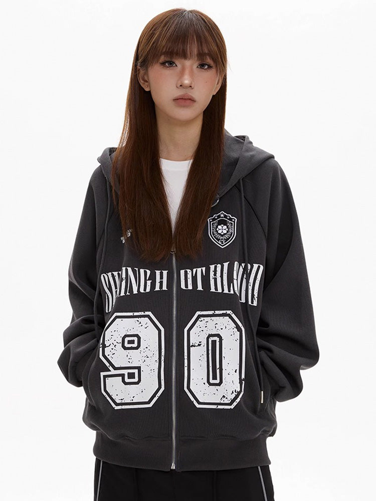 Hooded sports sweat jacket