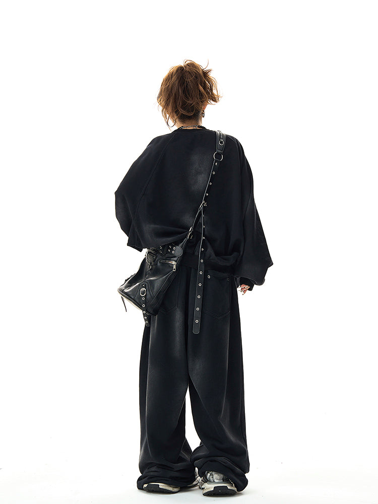 ユニセックス ルーズヴィンテージ刺繍スウェット