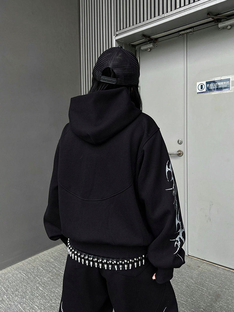 プリント カジュアル ジップアップフーディー セットアップ