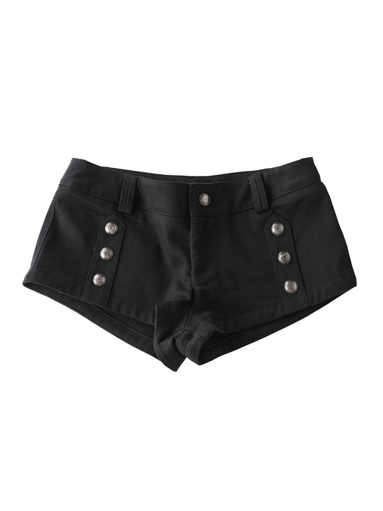 ダブルボタンデザイン スリムショートパンツ
