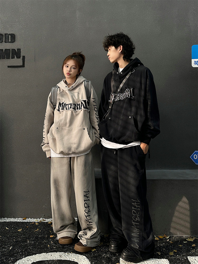 ユニセックス ルーズヴィンテージ刺繍スウェット