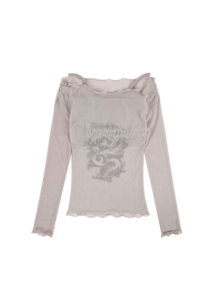 Mesh print long sleeve T-shirt