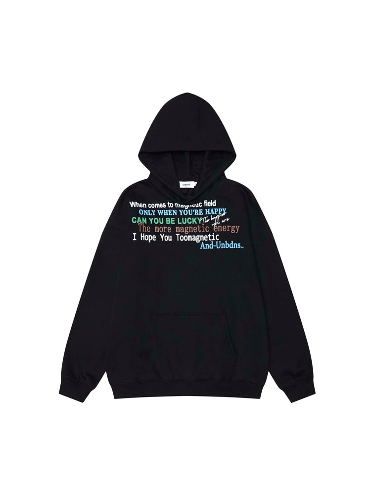 Oversized alphabet print hooded sweatshirt
