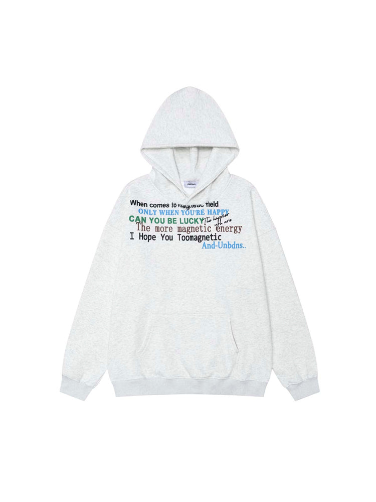 Oversized alphabet print hooded sweatshirt