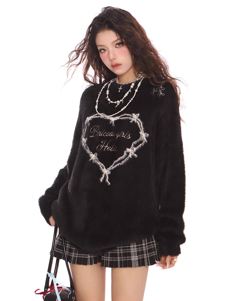 ハート文字入りニットセーター