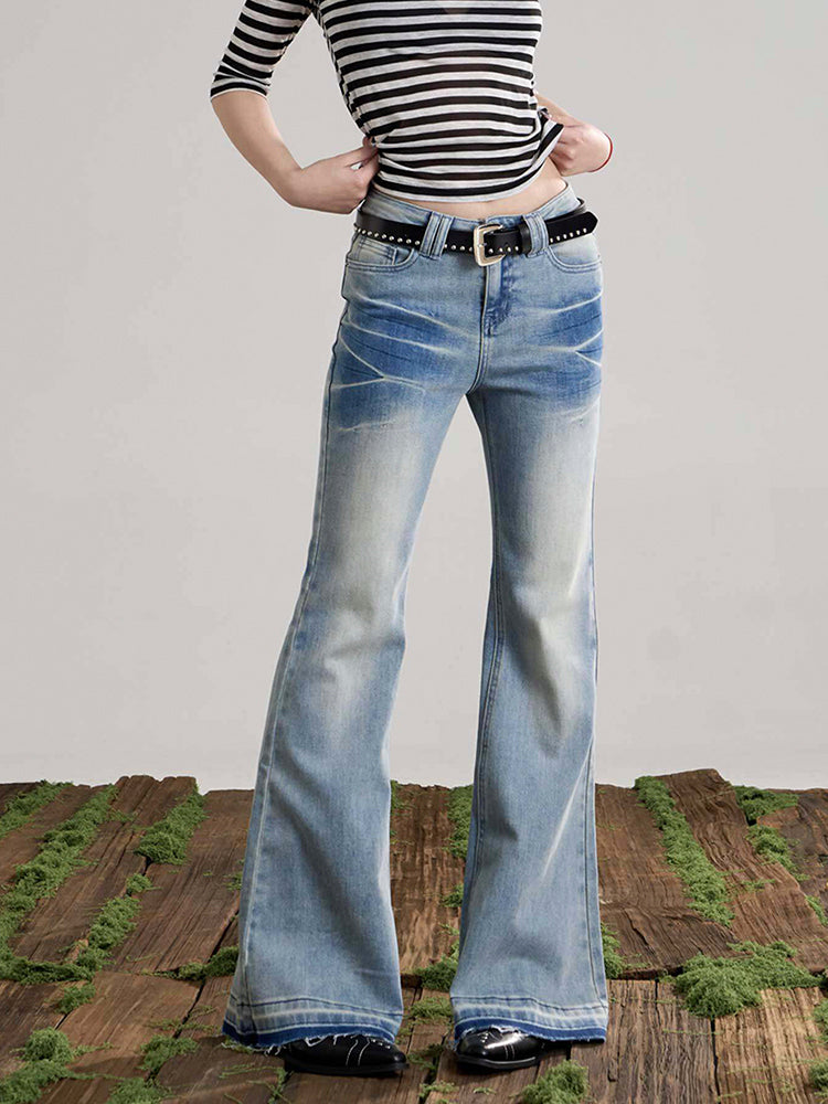 ヴィンテージウォッシュ フレアデニムパンツ