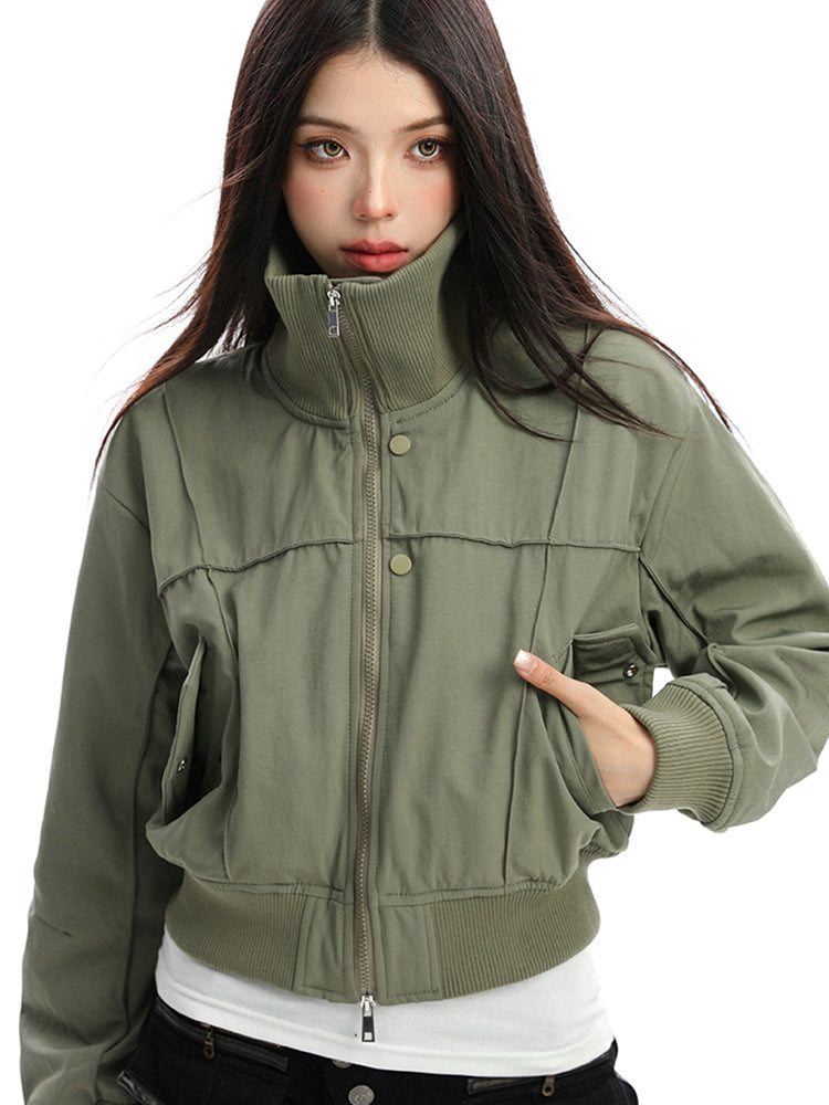 レトロスタンドカラーショートジャケット