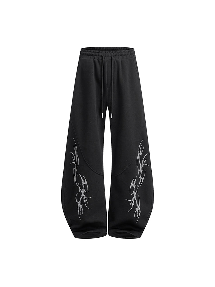 プリント カジュアル ジップアップフーディー セットアップ