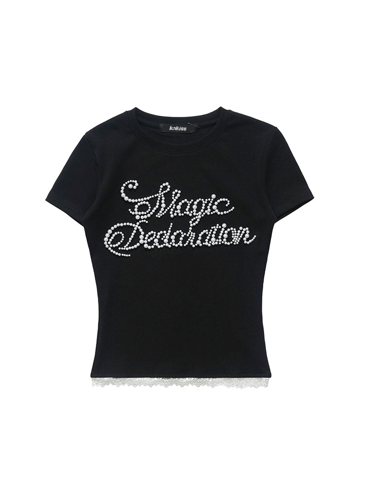 パールレースタイトTシャツ