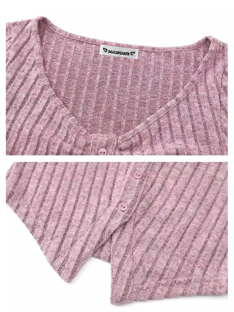 V-neck long sleeve knit