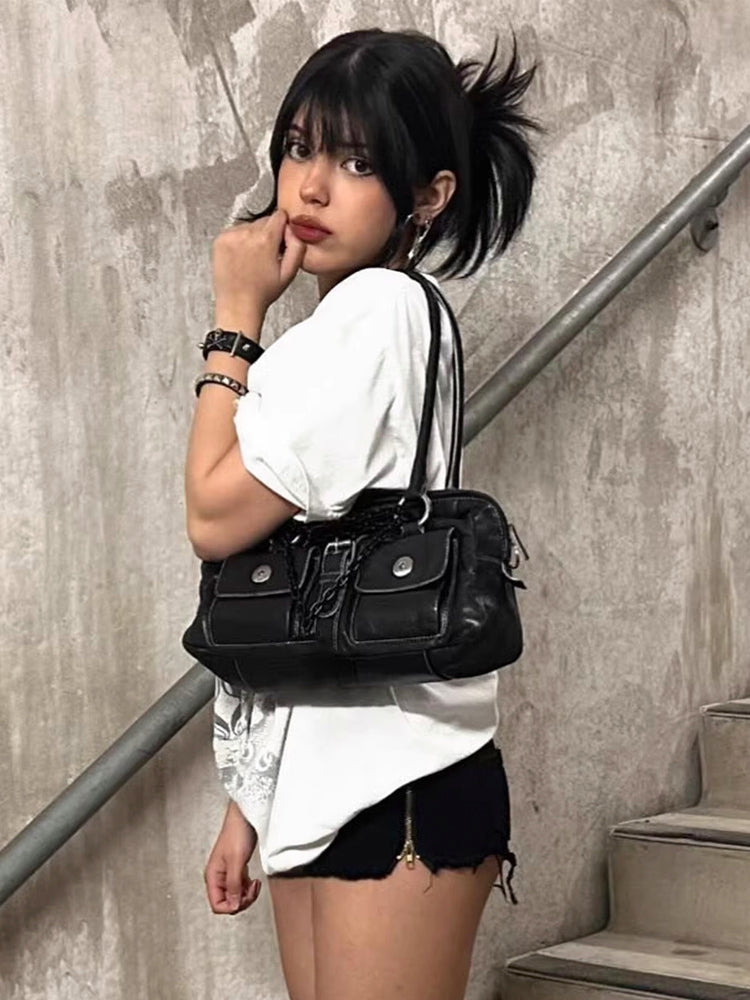 クロス柄 オフショルダー ビッグTシャツ