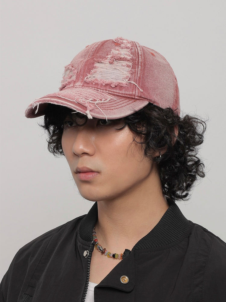 ダメージ加工ヴィンテージデニムキャップ