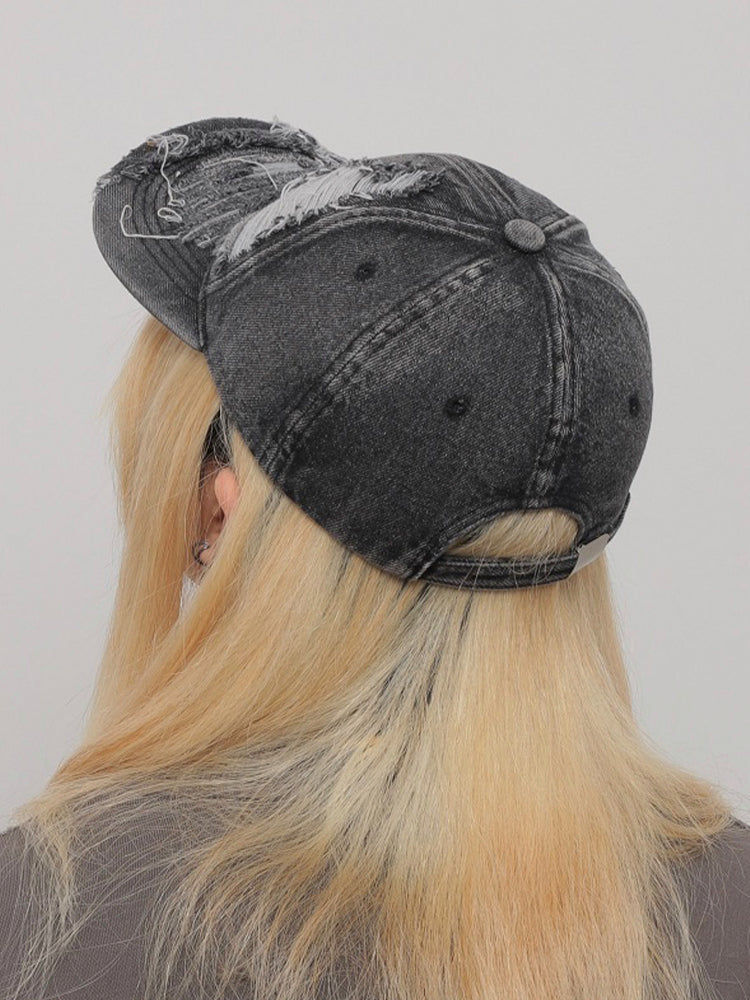 ダメージ加工ヴィンテージデニムキャップ