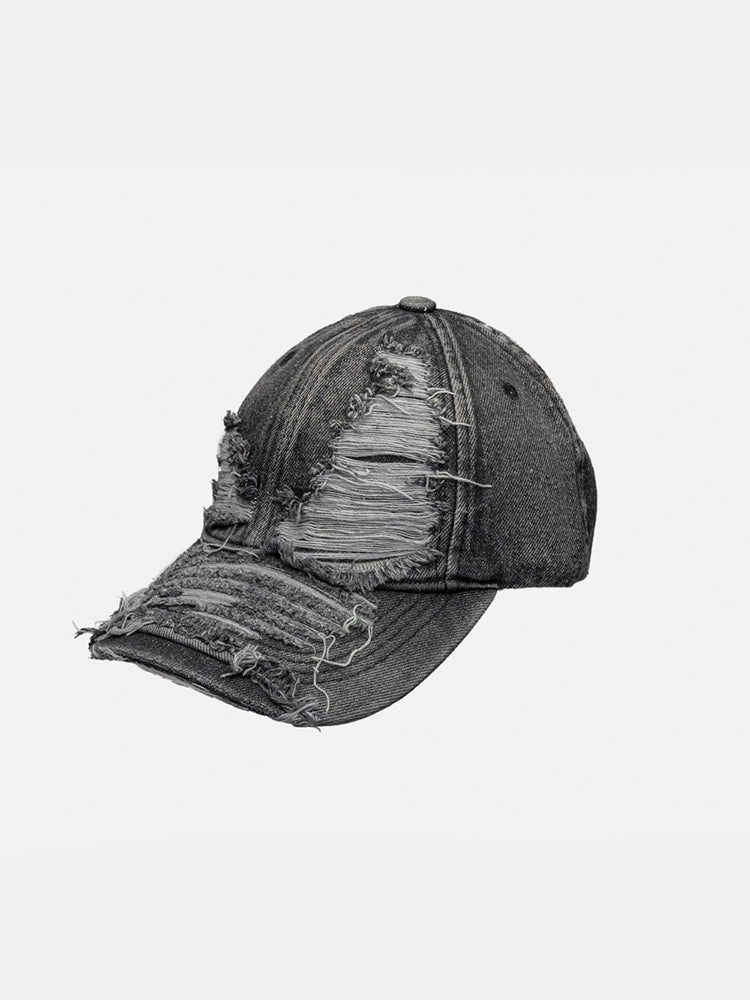 ダメージ加工ヴィンテージデニムキャップ