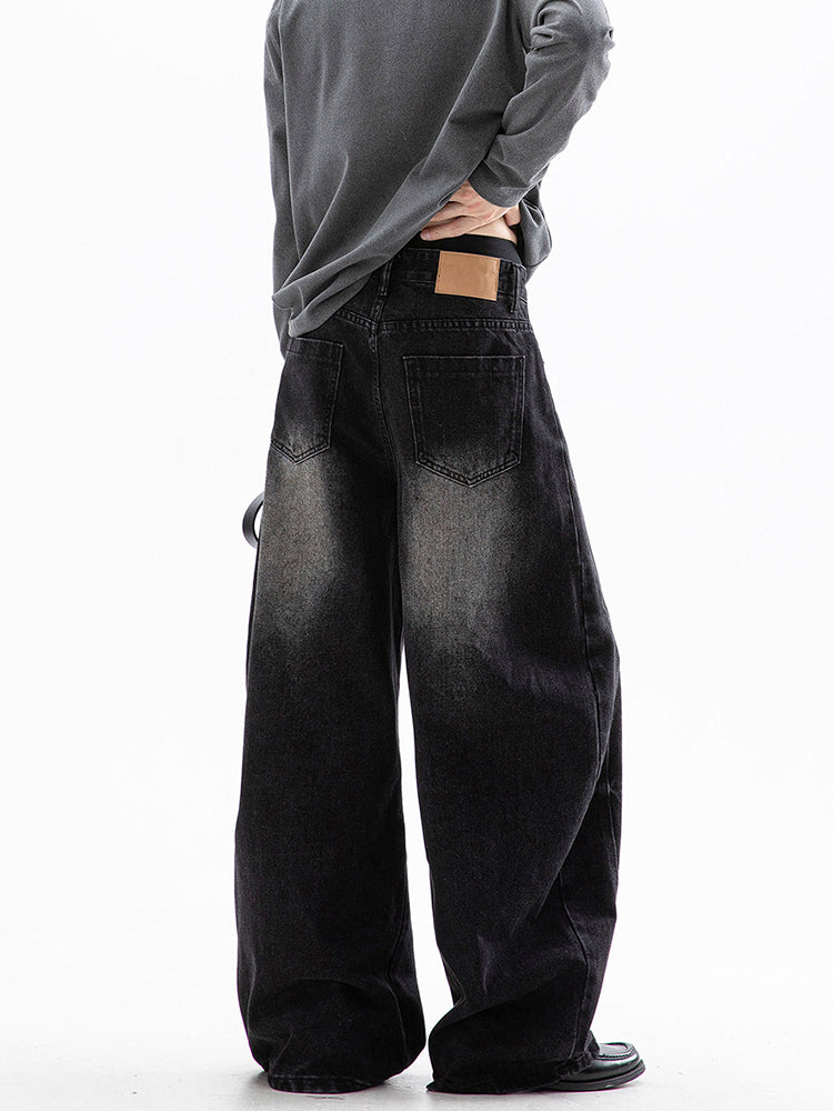 ヴィンテージウォッシュ 猫ヒゲ カーブデニムパンツ