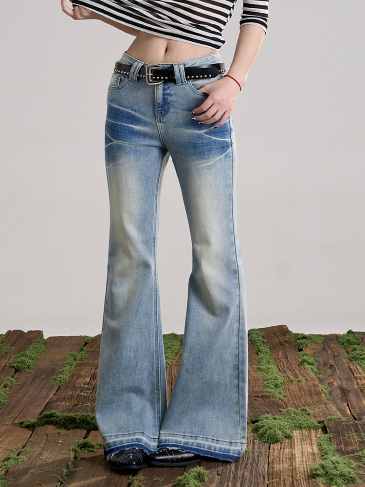 ヴィンテージウォッシュ フレアデニムパンツ