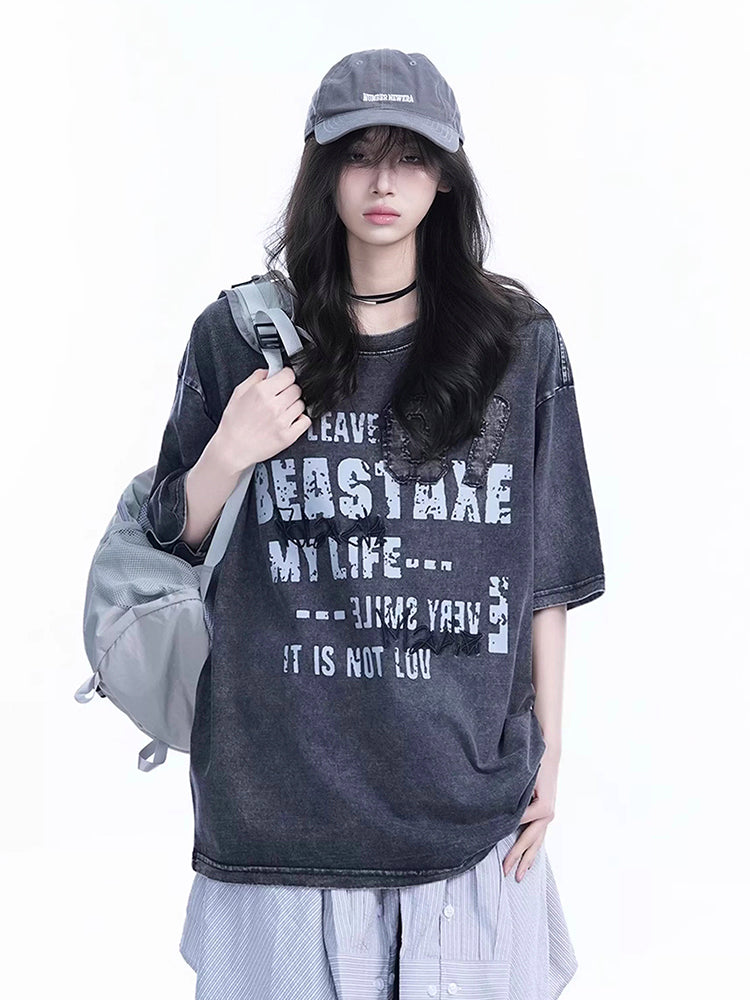 ウォッシュド加工 オーバーサイズTシャツ