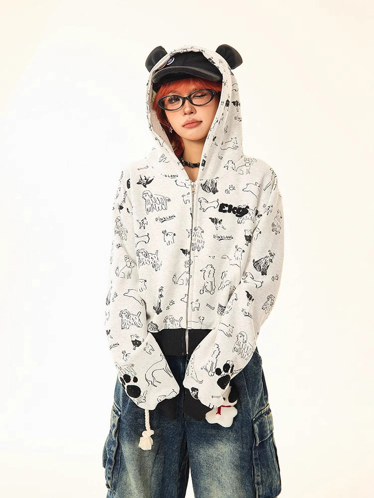 Dog print hoodie