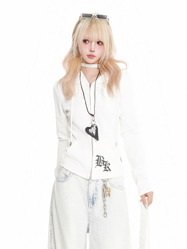 パンクプリントダブルジップフーディ