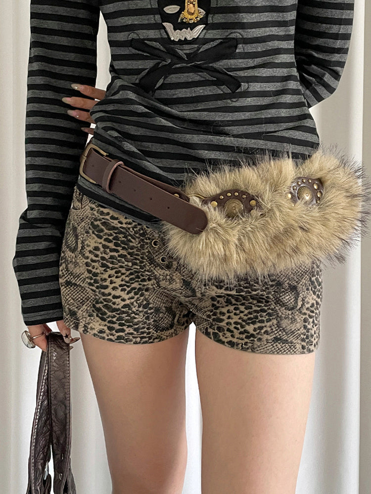 Y2Kギャルファーパッチスタッズベルト