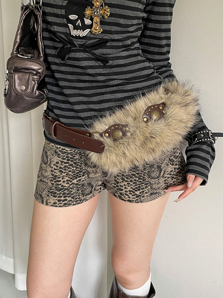 Y2Kギャルファーパッチスタッズベルト