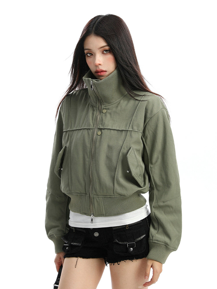 レトロスタンドカラーショートジャケット