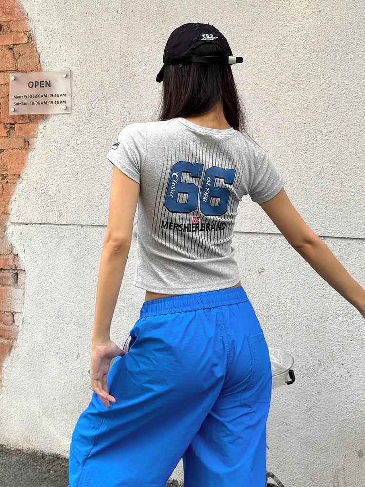 ヴィンテージグレースポーツ縦ストライプTシャツ