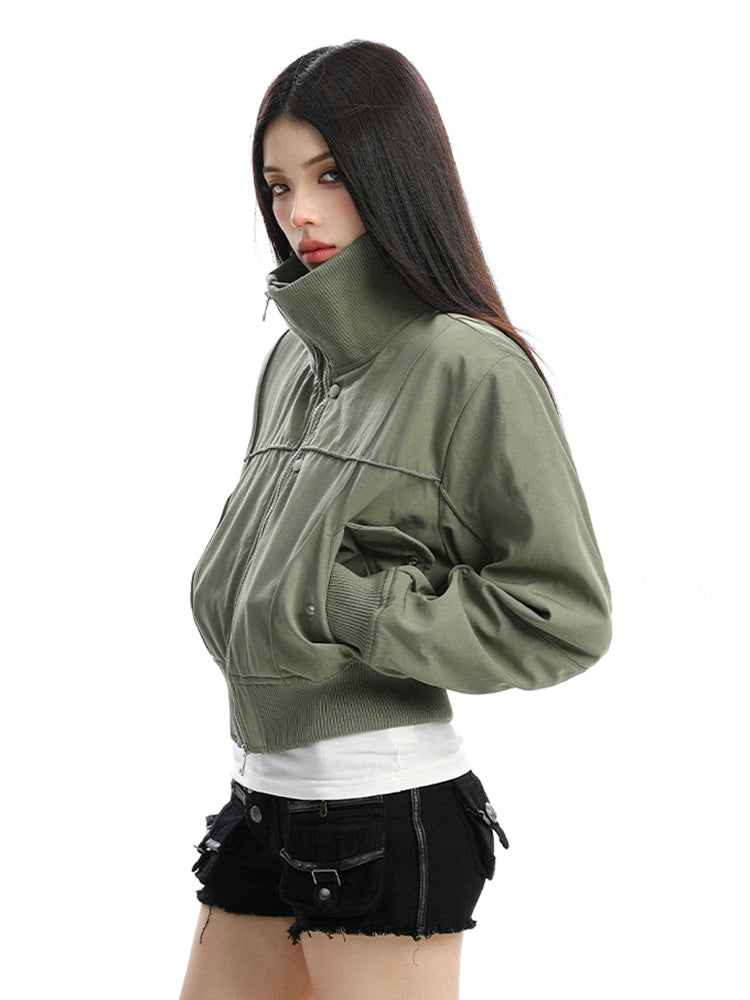 レトロスタンドカラーショートジャケット