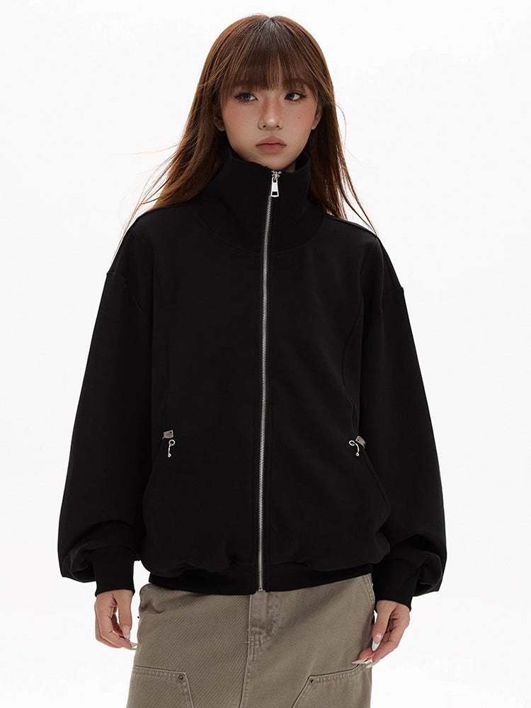 Stand collar sweat jacket