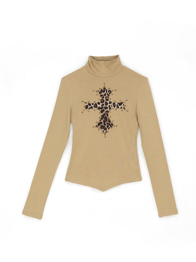 KAKISSレオパードクロス ロングスリーブインナートップス