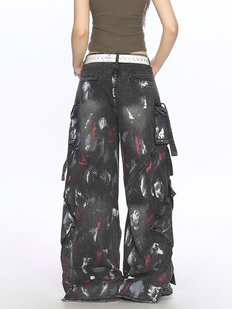 グラフィティマルチポケットデニムカーゴパンツ