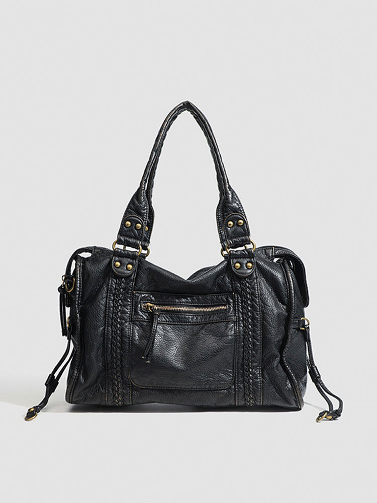 ヴィンテージ大容量トートバッグ（ショルダー付き）