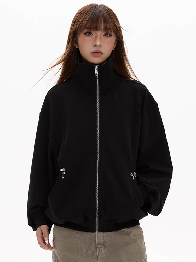 Stand collar sweat jacket