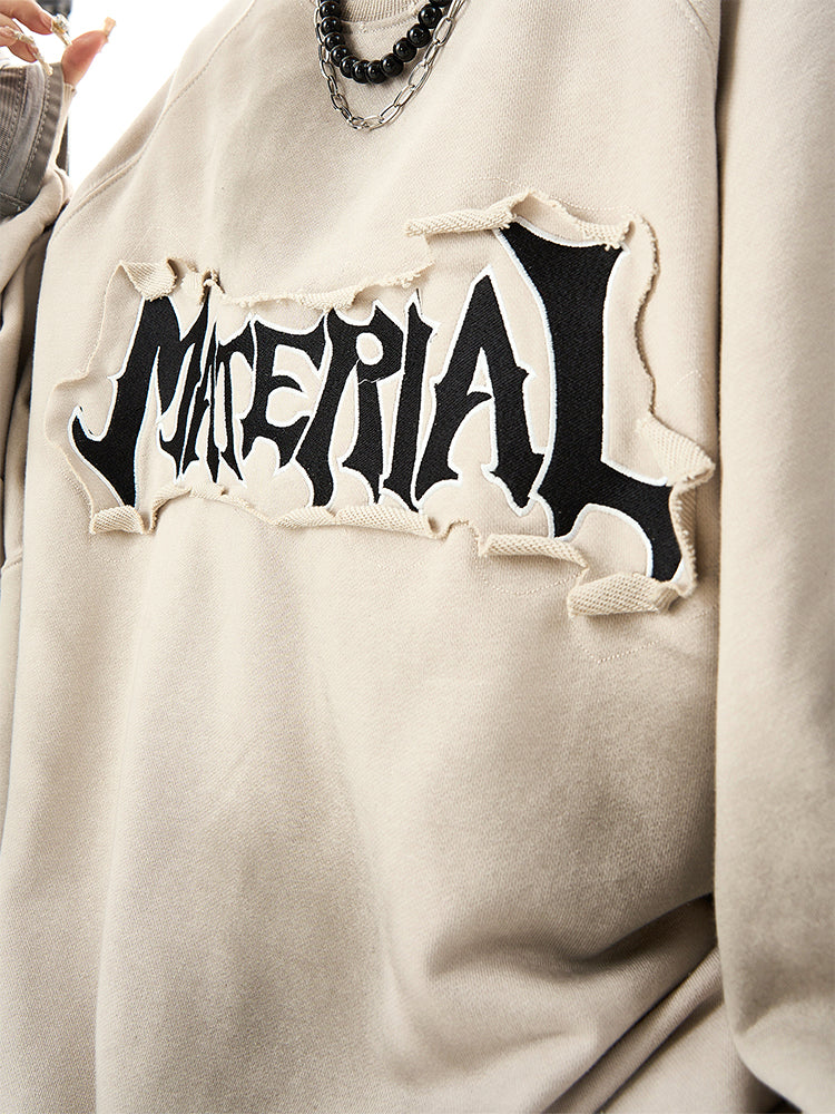 ユニセックス ルーズヴィンテージ刺繍スウェット