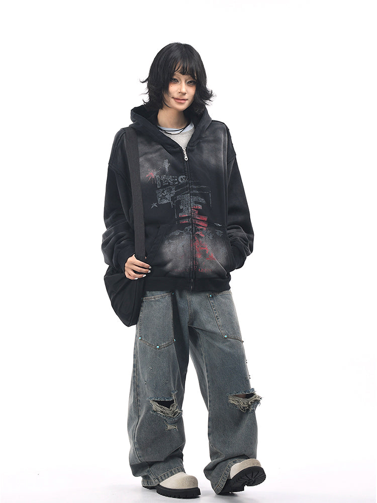 パンクグラフィティルーズジップパーカー